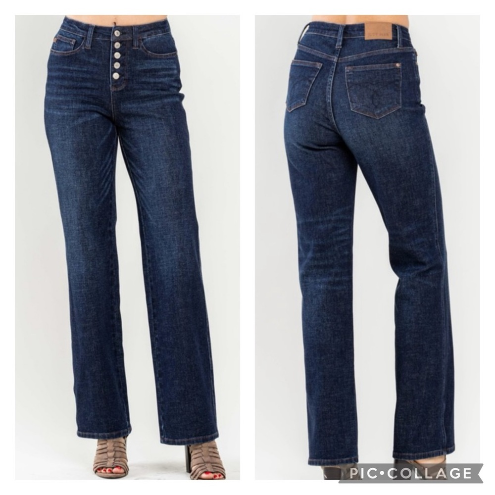 Judy Blue High Waist Button Fly Straight Leg Jean